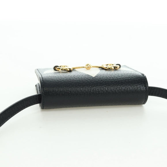 GUCCI Horsebit Shoulder Wallet Leather Adidas Black Gold 702248 Auth YKZ1233M