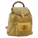 GUCCI Bamboo Backpack Suede Yellow Gold 003 1705 0030 Auth YKZ1234-1