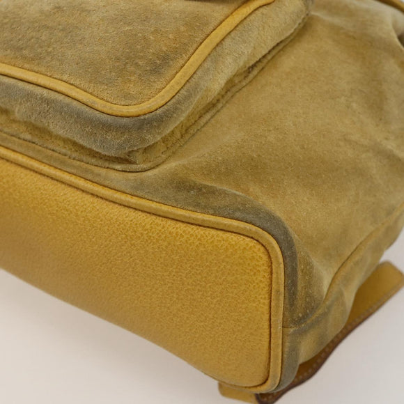 GUCCI Bamboo Backpack Suede Yellow Gold 003 1705 0030 Auth YKZ1234