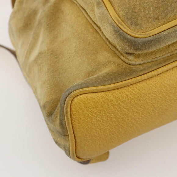 GUCCI Bamboo Backpack Suede Yellow Gold 003 1705 0030 Auth YKZ1234