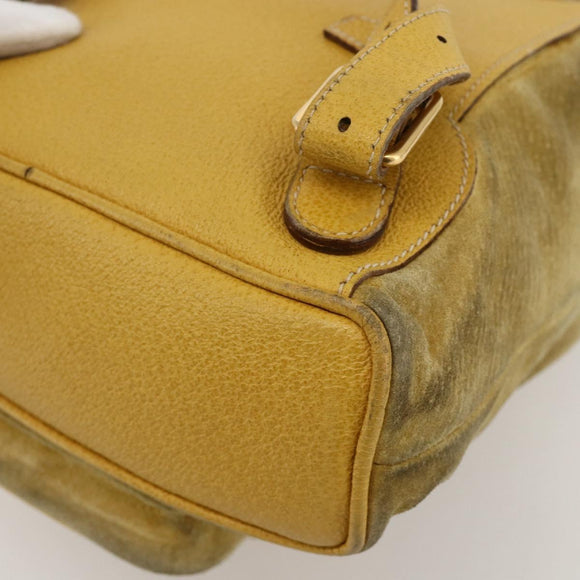 GUCCI Bamboo Backpack Suede Yellow Gold 003 1705 0030 Auth YKZ1234