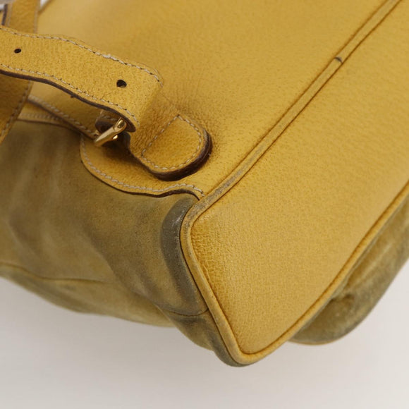 GUCCI Bamboo Backpack Suede Yellow Gold 003 1705 0030 Auth YKZ1234