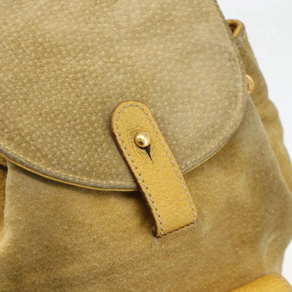 GUCCI Bamboo Backpack Suede Yellow Gold 003 1705 0030 Auth YKZ1234