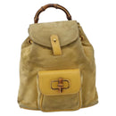 GUCCI Bamboo Backpack Suede Yellow Gold 003 1705 0030 Auth YKZ1234-13