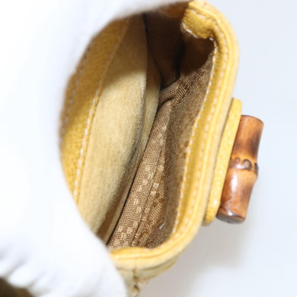 GUCCI Bamboo Backpack Suede Yellow Gold 003 1705 0030 Auth YKZ1234