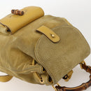 GUCCI Bamboo Backpack Suede Yellow Gold 003 1705 0030 Auth YKZ1234-6