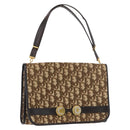 Christian Dior Trotter Canvas Shoulder Bag Beige Gold Auth YKZ1238A-1
