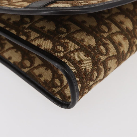 Christian Dior Trotter Canvas Shoulder Bag Beige Gold Auth YKZ1238A