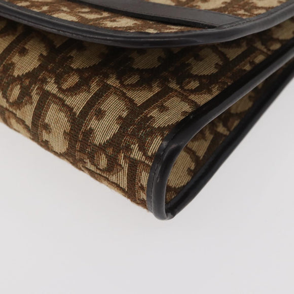 Christian Dior Trotter Canvas Shoulder Bag Beige Gold Auth YKZ1238A
