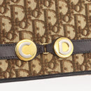 Christian Dior Trotter Canvas Shoulder Bag Beige Gold Auth YKZ1238A-14