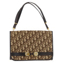 Christian Dior Trotter Canvas Shoulder Bag Beige Gold Auth YKZ1238A-2
