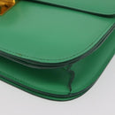 CELINE Classic Box Shoulder Bag Leather Green Gold Auth YKZ1239A-14
