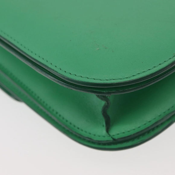 CELINE Classic Box Shoulder Bag Leather Green Gold Auth YKZ1239A