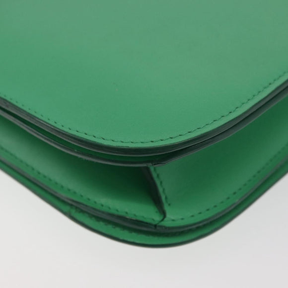 CELINE Classic Box Shoulder Bag Leather Green Gold Auth YKZ1239A