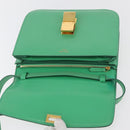 CELINE Classic Box Shoulder Bag Leather Green Gold Auth YKZ1239A-11