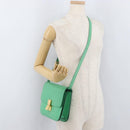 CELINE Classic Box Shoulder Bag Leather Green Gold Auth YKZ1239A-23