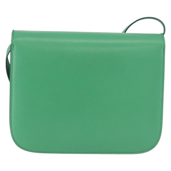 CELINE Classic Box Shoulder Bag Leather Green Gold Auth YKZ1239A