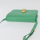 CELINE Classic Box Shoulder Bag Leather Green Gold Auth YKZ1239A-6