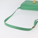 CELINE Classic Box Shoulder Bag Leather Green Gold Auth YKZ1239A-7