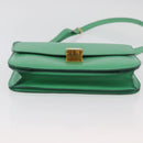 CELINE Classic Box Shoulder Bag Leather Green Gold Auth YKZ1239A-5
