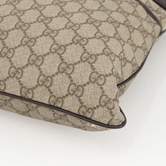 GUCCI GG Supreme Shoulder Bag PVC Beige Silver 141198 Auth YKZ124