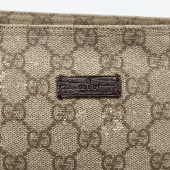 GUCCI GG Supreme Shoulder Bag PVC Beige Silver 141198 Auth YKZ124