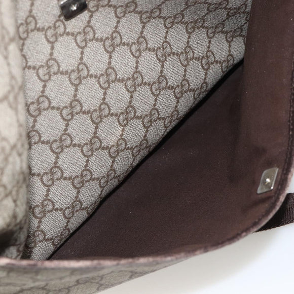 GUCCI GG Supreme Shoulder Bag PVC Beige Silver 141198 Auth YKZ124