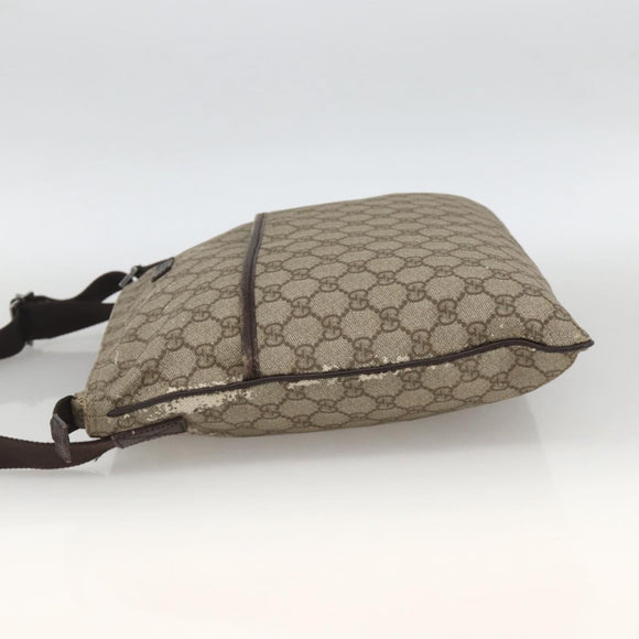 GUCCI GG Supreme Shoulder Bag PVC Beige Silver 141198 Auth YKZ124