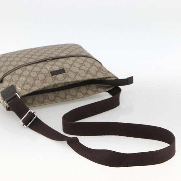 GUCCI GG Supreme Shoulder Bag PVC Beige Silver 141198 Auth YKZ124