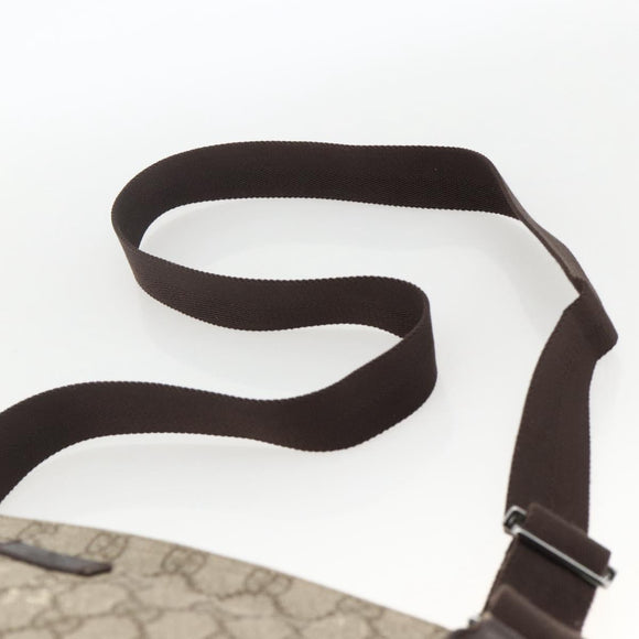 GUCCI GG Supreme Shoulder Bag PVC Beige Silver 141198 Auth YKZ124