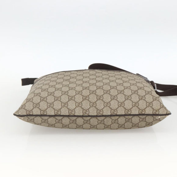 GUCCI GG Supreme Shoulder Bag PVC Beige Silver 141198 Auth YKZ124