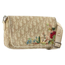 Christian Dior Trotter Canvas Shoulder Bag PVC Beige Silver Auth YKZ1249A-1
