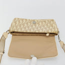 Christian Dior Trotter Canvas Shoulder Bag PVC Beige Silver Auth YKZ1249A-10