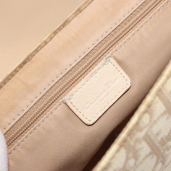 Christian Dior Trotter Canvas Shoulder Bag PVC Beige Silver Auth YKZ1249A