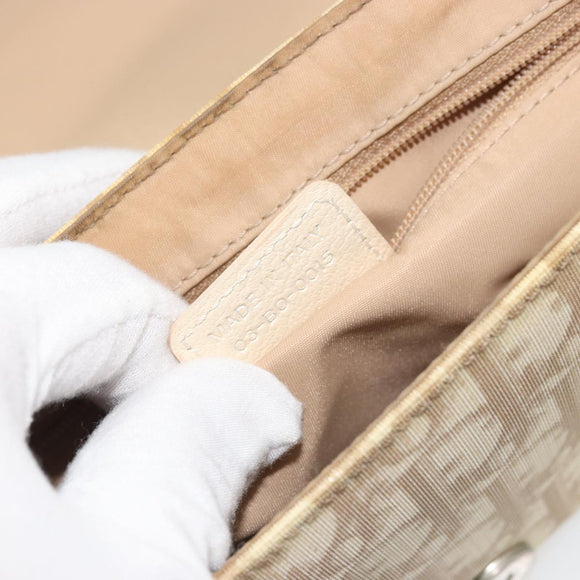 Christian Dior Trotter Canvas Shoulder Bag PVC Beige Silver Auth YKZ1249A