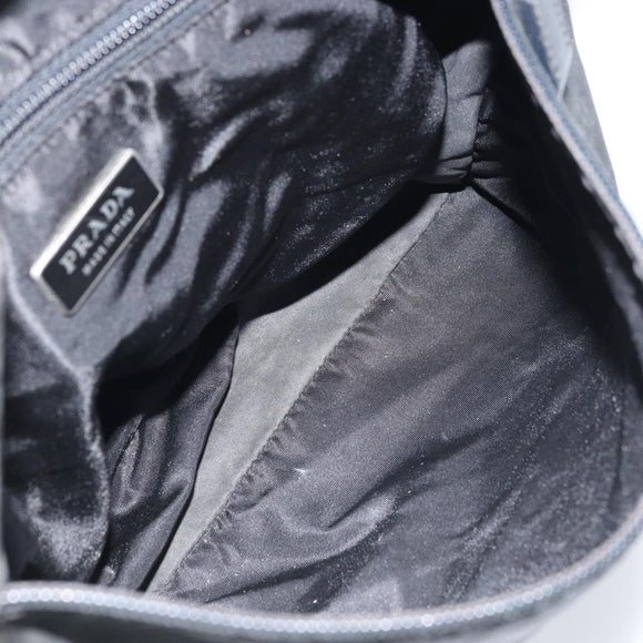 PRADA Shoulder Bag Nylon Black Silver Auth YKZ125