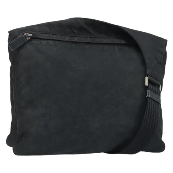 PRADA Shoulder Bag Nylon Black Silver Auth YKZ125