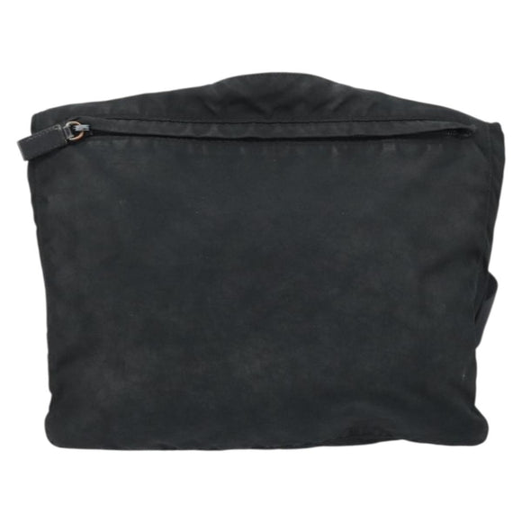 PRADA Shoulder Bag Nylon Black Silver Auth YKZ125