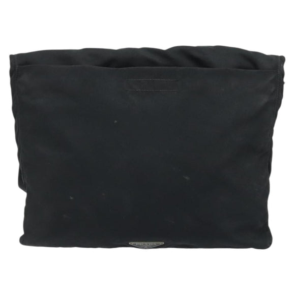 PRADA Shoulder Bag Nylon Black Silver Auth YKZ125