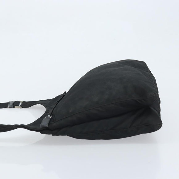 PRADA Shoulder Bag Nylon Black Silver Auth YKZ125