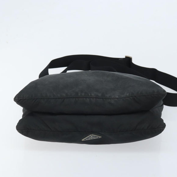 PRADA Shoulder Bag Nylon Black Silver Auth YKZ125