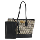 Salvatore Ferragamo Gancini Tote Bag Canvas Black Gold Auth YKZ1252A-1