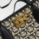 Salvatore Ferragamo Gancini Tote Bag Canvas Black Gold Auth YKZ1252A-16