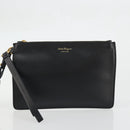 Salvatore Ferragamo Gancini Tote Bag Canvas Black Gold Auth YKZ1252A-21