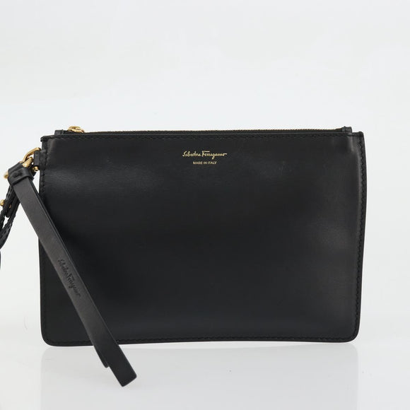 Salvatore Ferragamo Gancini Tote Bag Canvas Black Gold Auth YKZ1252A