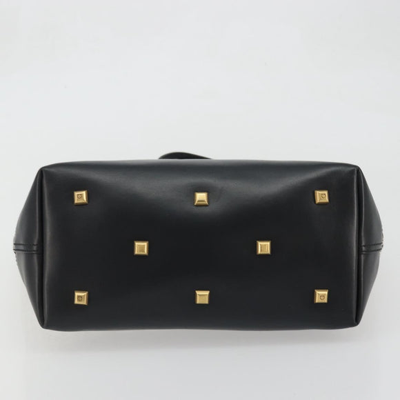 Salvatore Ferragamo Gancini Tote Bag Canvas Black Gold Auth YKZ1252A