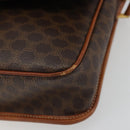 CELINE Macadam Canvas Circle Shoulder Bag PVC Leather Brown Gold Auth YKZ1254A-9