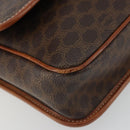 CELINE Macadam Canvas Circle Shoulder Bag PVC Leather Brown Gold Auth YKZ1254A-14