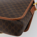 CELINE Macadam Canvas Circle Shoulder Bag PVC Leather Brown Gold Auth YKZ1254A-15