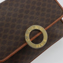 CELINE Macadam Canvas Circle Shoulder Bag PVC Leather Brown Gold Auth YKZ1254A-17